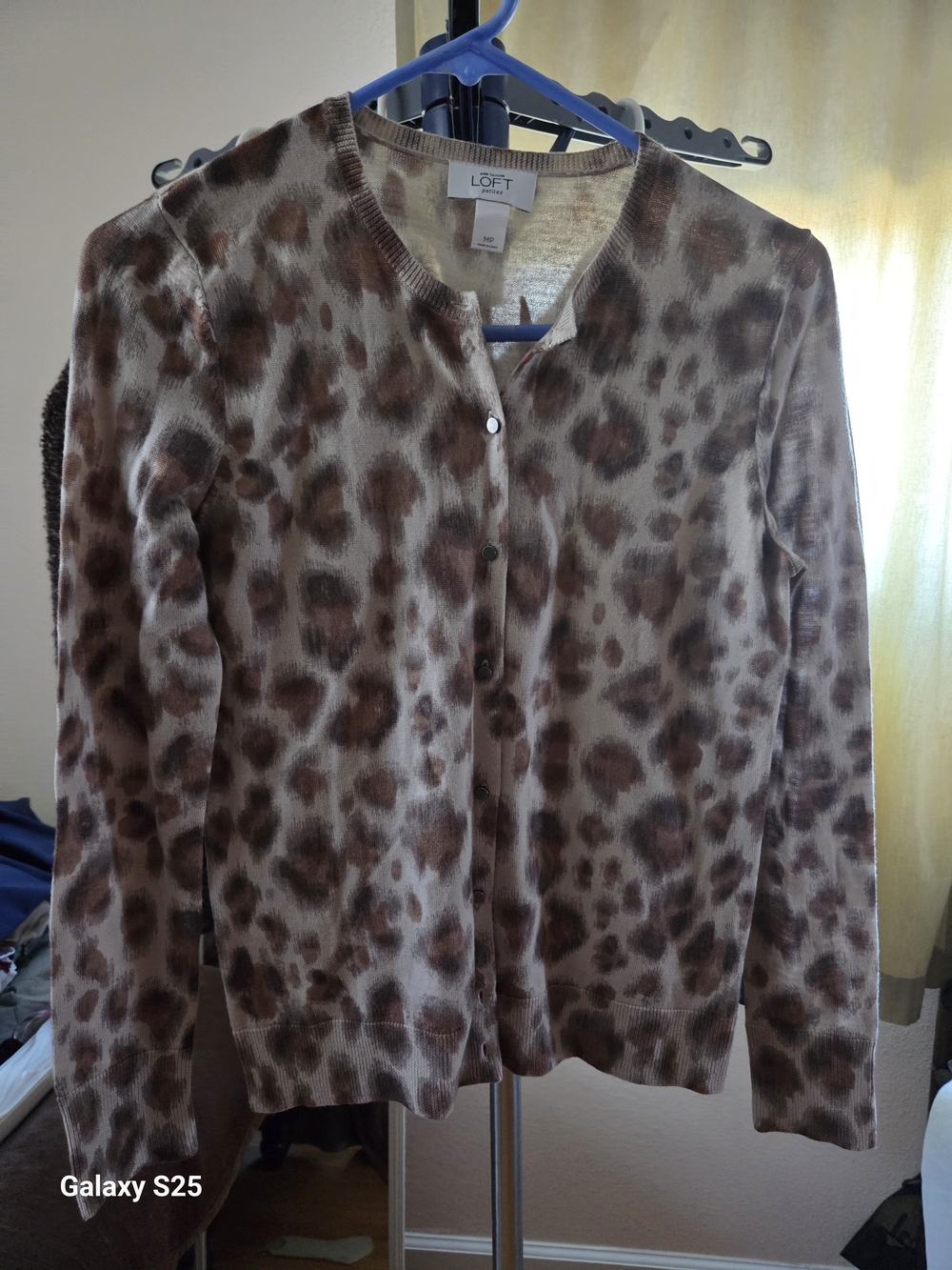 LOFT Leopard Print Soft Merino Cardigan - Brown Taupe